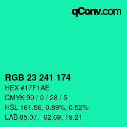 Color code: RGB 23 241 174 | qconv.com