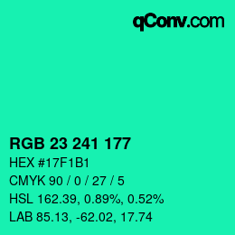 Color code: RGB 23 241 177 | qconv.com