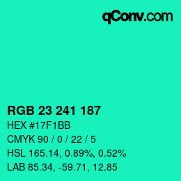 Color code: RGB 23 241 187 | qconv.com