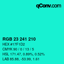 Color code: RGB 23 241 210 | qconv.com