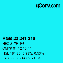 Color code: RGB 23 241 246 | qconv.com