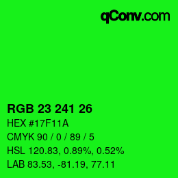 Color code: RGB 23 241 26 | qconv.com