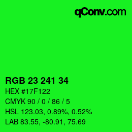 Color code: RGB 23 241 34 | qconv.com