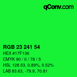 Color code: RGB 23 241 54 | qconv.com