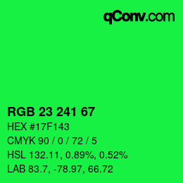 Color code: RGB 23 241 67 | qconv.com