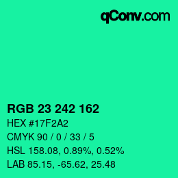 Color code: RGB 23 242 162 | qconv.com