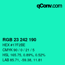 Color code: RGB 23 242 190 | qconv.com