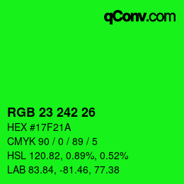 Color code: RGB 23 242 26 | qconv.com