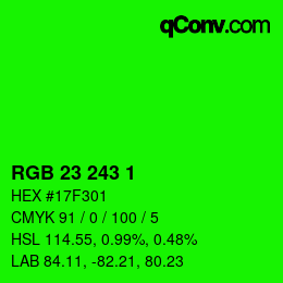 Color code: RGB 23 243 1 | qconv.com