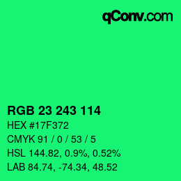 Color code: RGB 23 243 114 | qconv.com