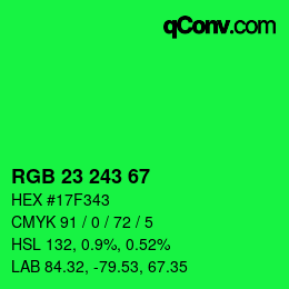 Color code: RGB 23 243 67 | qconv.com