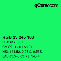 Color code: RGB 23 246 103 | qconv.com