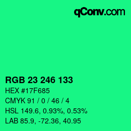 Color code: RGB 23 246 133 | qconv.com