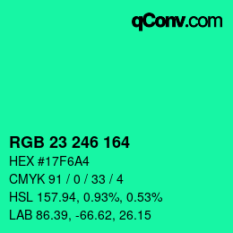 Color code: RGB 23 246 164 | qconv.com