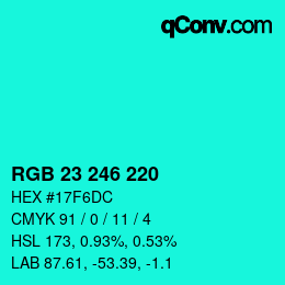 Color code: RGB 23 246 220 | qconv.com