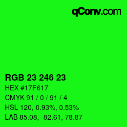 Color code: RGB 23 246 23 | qconv.com