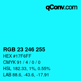 Color code: RGB 23 246 255 | qconv.com