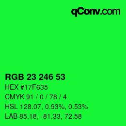 Color code: RGB 23 246 53 | qconv.com