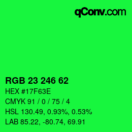 Color code: RGB 23 246 62 | qconv.com