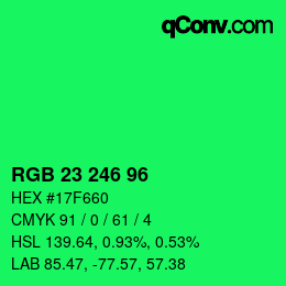 Color code: RGB 23 246 96 | qconv.com