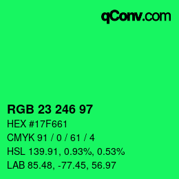 Color code: RGB 23 246 97 | qconv.com