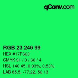 Color code: RGB 23 246 99 | qconv.com