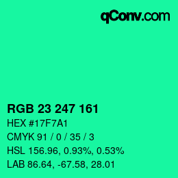 Color code: RGB 23 247 161 | qconv.com