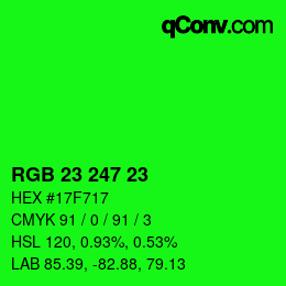 Color code: RGB 23 247 23 | qconv.com