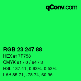 Color code: RGB 23 247 88 | qconv.com