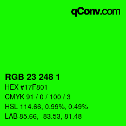 Color code: RGB 23 248 1 | qconv.com