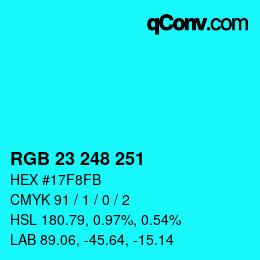Color code: RGB 23 248 251 | qconv.com