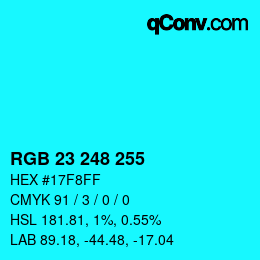 Color code: RGB 23 248 255 | qconv.com