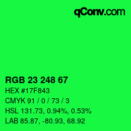 Color code: RGB 23 248 67 | qconv.com
