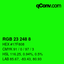 Color code: RGB 23 248 8 | qconv.com