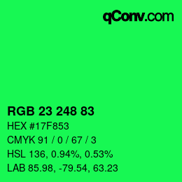 Color code: RGB 23 248 83 | qconv.com