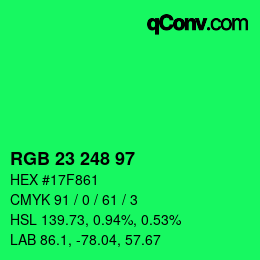Color code: RGB 23 248 97 | qconv.com