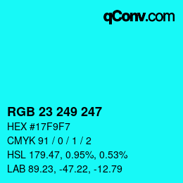 Color code: RGB 23 249 247 | qconv.com