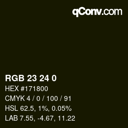 Color code: RGB 23 24 0 | qconv.com