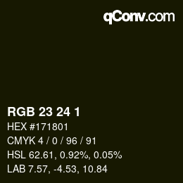 Color code: RGB 23 24 1 | qconv.com