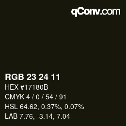 カラーコード: RGB 23 24 11 | qconv.com