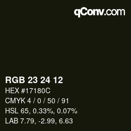 Color code: RGB 23 24 12 | qconv.com