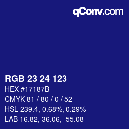 カラーコード: RGB 23 24 123 | qconv.com