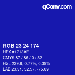 Farbcode: RGB 23 24 174 | qconv.com