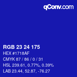 Color code: RGB 23 24 175 | qconv.com