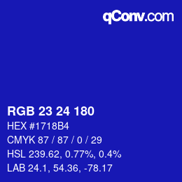 カラーコード: RGB 23 24 180 | qconv.com