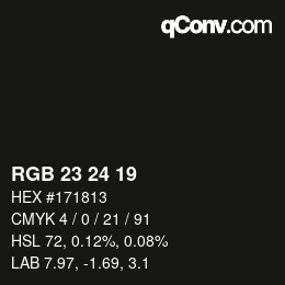 Color code: RGB 23 24 19 | qconv.com