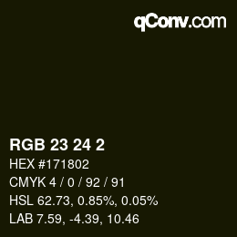 颜色代码: RGB 23 24 2 | qconv.com
