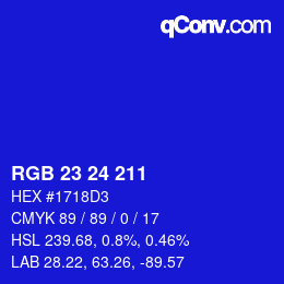 Color code: RGB 23 24 211 | qconv.com