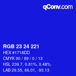 Color code: RGB 23 24 221 | qconv.com