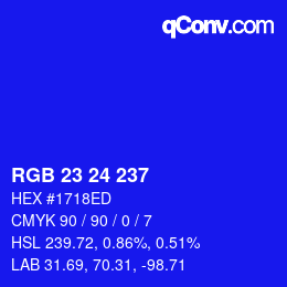 カラーコード: RGB 23 24 237 | qconv.com